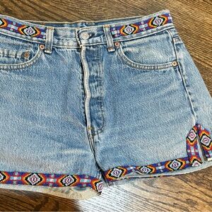 Beaded Levi denim shorts . Size 28.